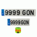 CONJUNTO MATRÍCULA COCHE LARGA ACRÍLICA 52X11 Y ALFA ACRILICA 34X11 + LUZ EMERGENCIA V16